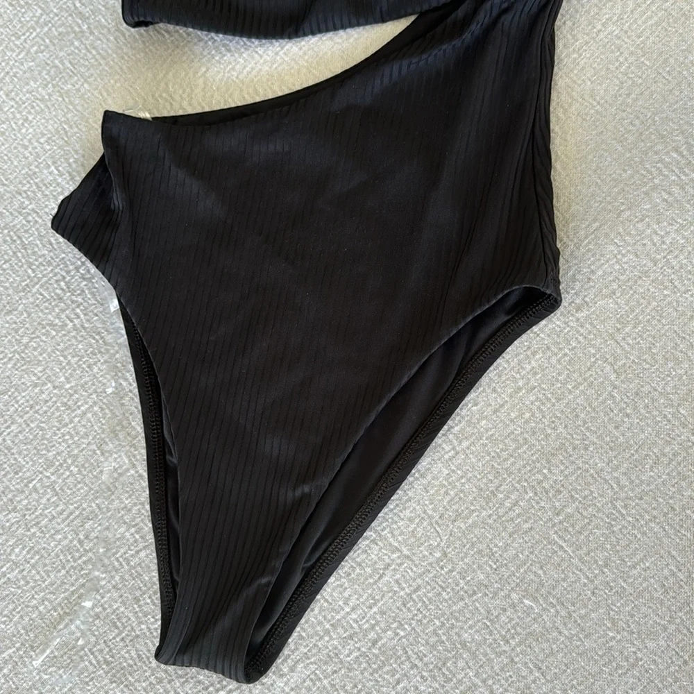Vitamin A Cosmo Cutout One-Shoulder Rib One-Piece Swimsuit, Large, $170